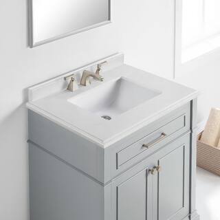 Home Decorators Collection Melpark 30 in. W x 22 in. D x 34.5 in. H Bath Vanity in Dove Gray with White Cultured Marble Top Melpark 30G