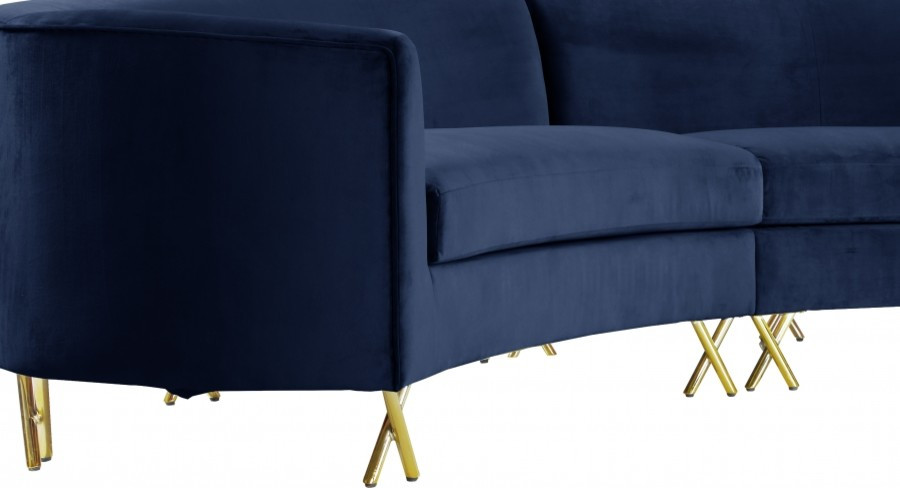 Serpentine Velvet 3 Piece Sectional   Contemporary   Sectional Sofas   by Meridian Furniture  Houzz