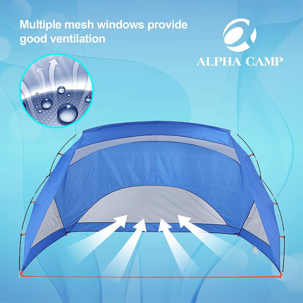 ALPHA CAMP 3 Person Sports / Beach Shelter Easy Up Sun Shade - 9’ x 6’ Blue