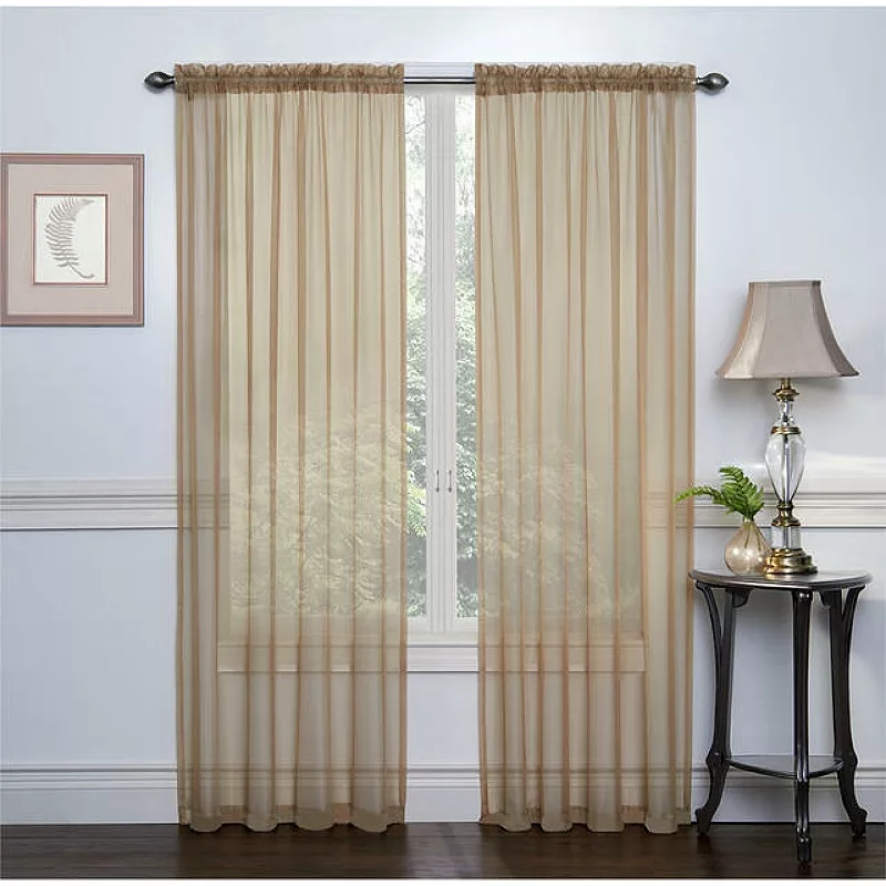 GoodGram 2 Piece Rod Pocket Elegant Sheer Voile Curtain Panels