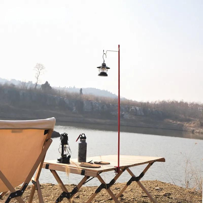 Outdoor Camping Hiking Aluminum oy Foldable Lamp Post Pole Portable Fishing Hanging Light Fixing Stand Holder Lantern Stand