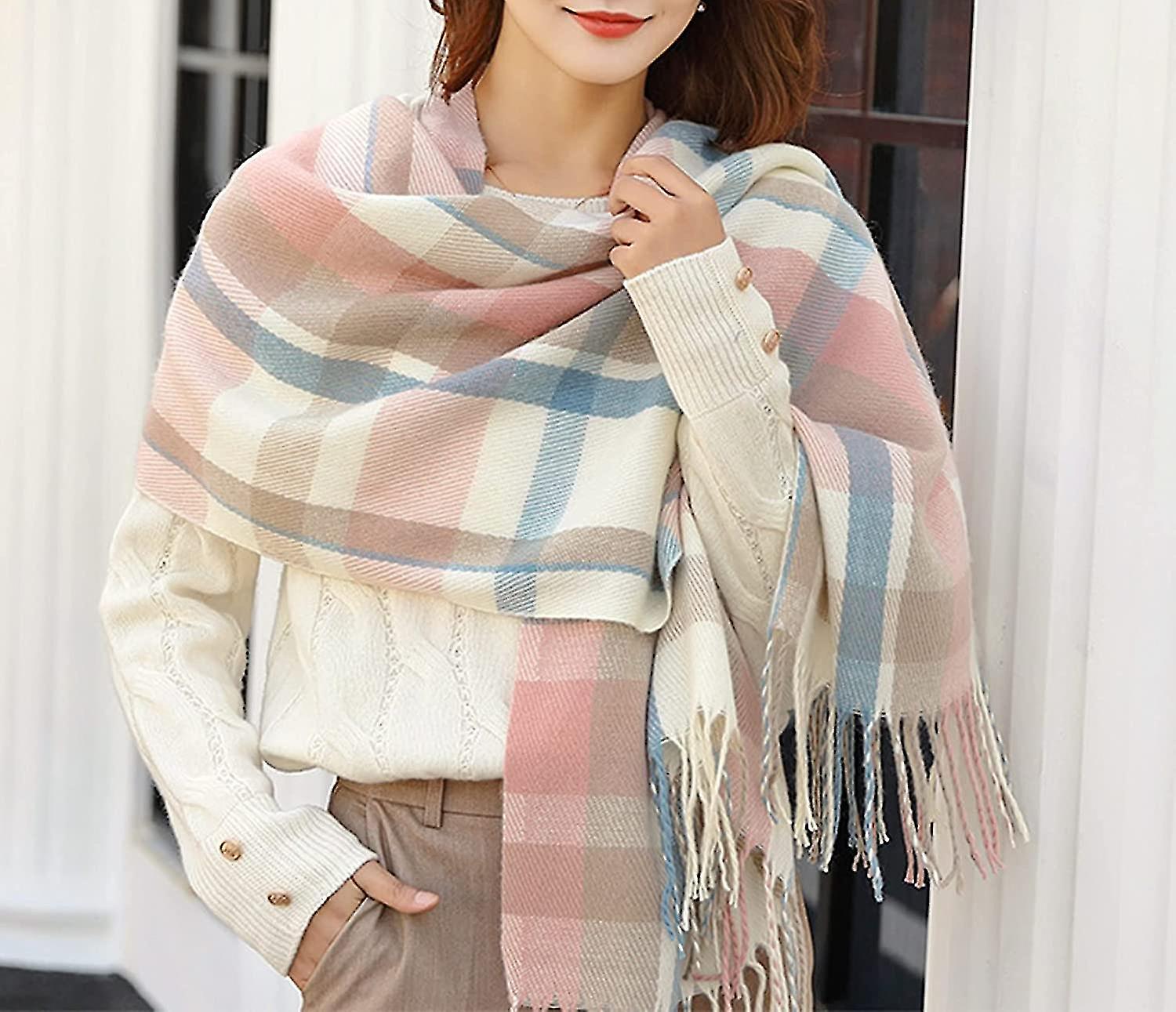 Winter Ladies Scarves Shawl Oversized Ladies Tartan Checked Scarf Blanket