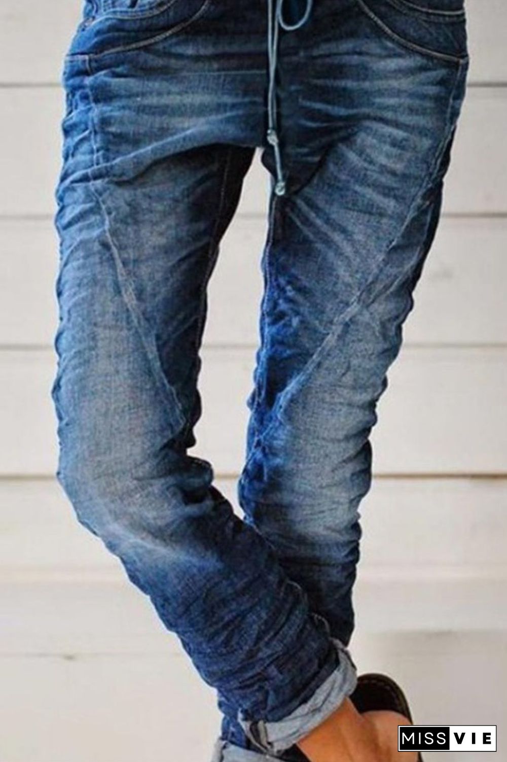 Casual Street Solid Patchwork Straight Denim Jeans