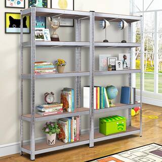 Costway 71 in. Heavy Duty Storage Shelf Steel Metal Garage Rack 5-Level Adjustable Shelves (2-Pieces) 2*TL33815SL