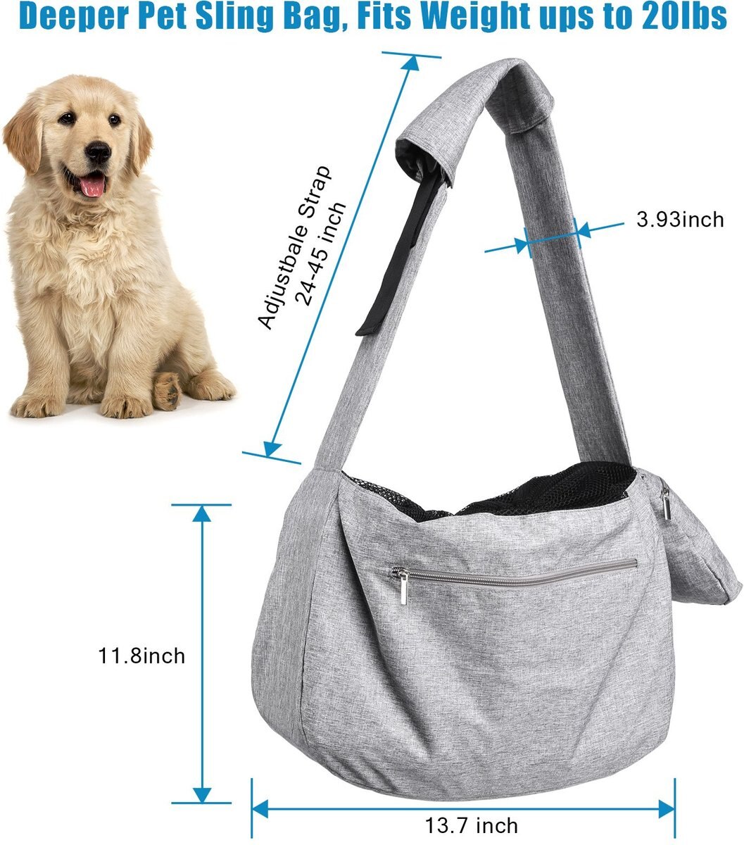 Ownpets 10-25-lbs. Sling Dog and Cat Carrier， Grey