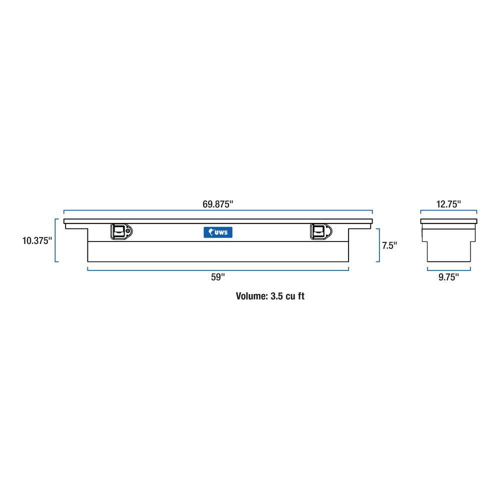 UWS 69 in. Gloss Black Aluminum Slim-Line Truck Tool Box Low Profile (Heavy Packaging) EC10552