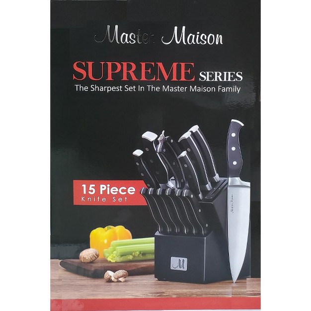  Series 15 piece Knife Set In Black Wooden Block With Integrated Sharpener