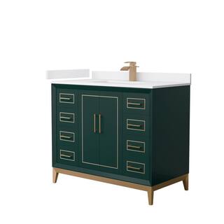 Wyndham Collection Marlena 42 in. W x 22 in. D x 35.25 in. H Single Bath Vanity in Green with White Cultured Marble Top WCH515142SGSWCUNSMXX