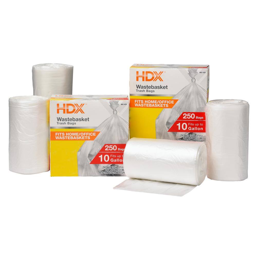 HDX 10 Gal. Clear Waste Liner Trash Bags (500-Count) HDX10G500-2PK