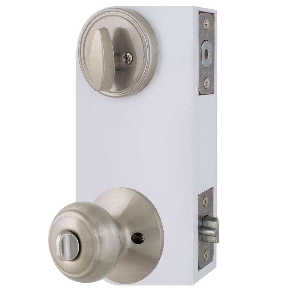 Defiant Hartford Satin Nickel Entry Knob and Single Cylinder Deadbolt Combo Pack BGX2L1B