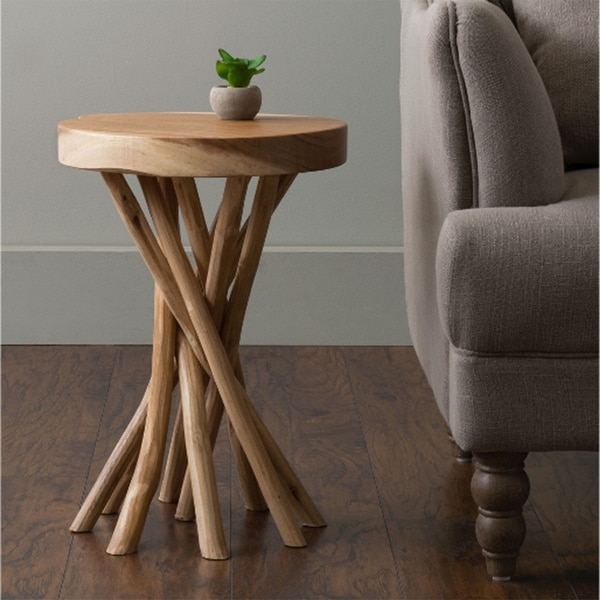 Cross Cut Accent Table with Branch Bundle Base