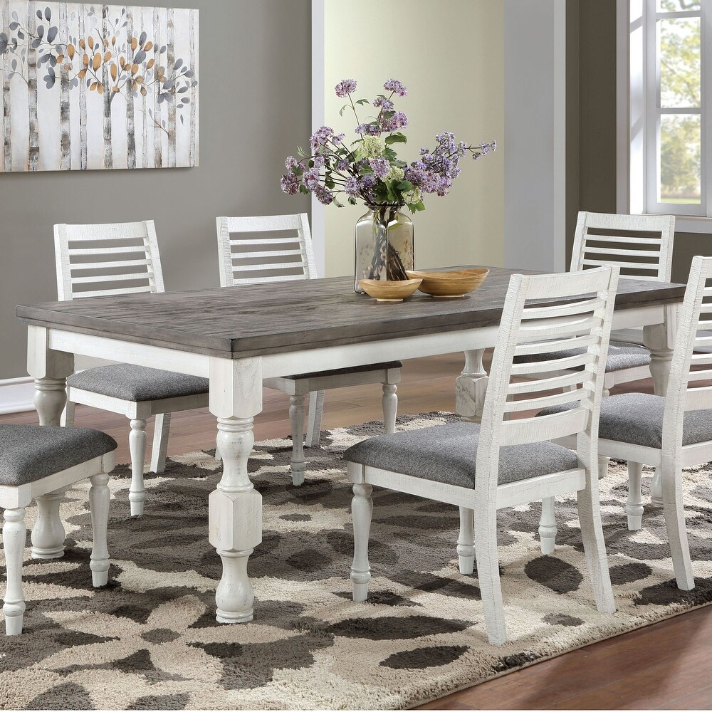 Furniture of America Ionessa Farmhouse Antique White 79 inch Wood Dining Table