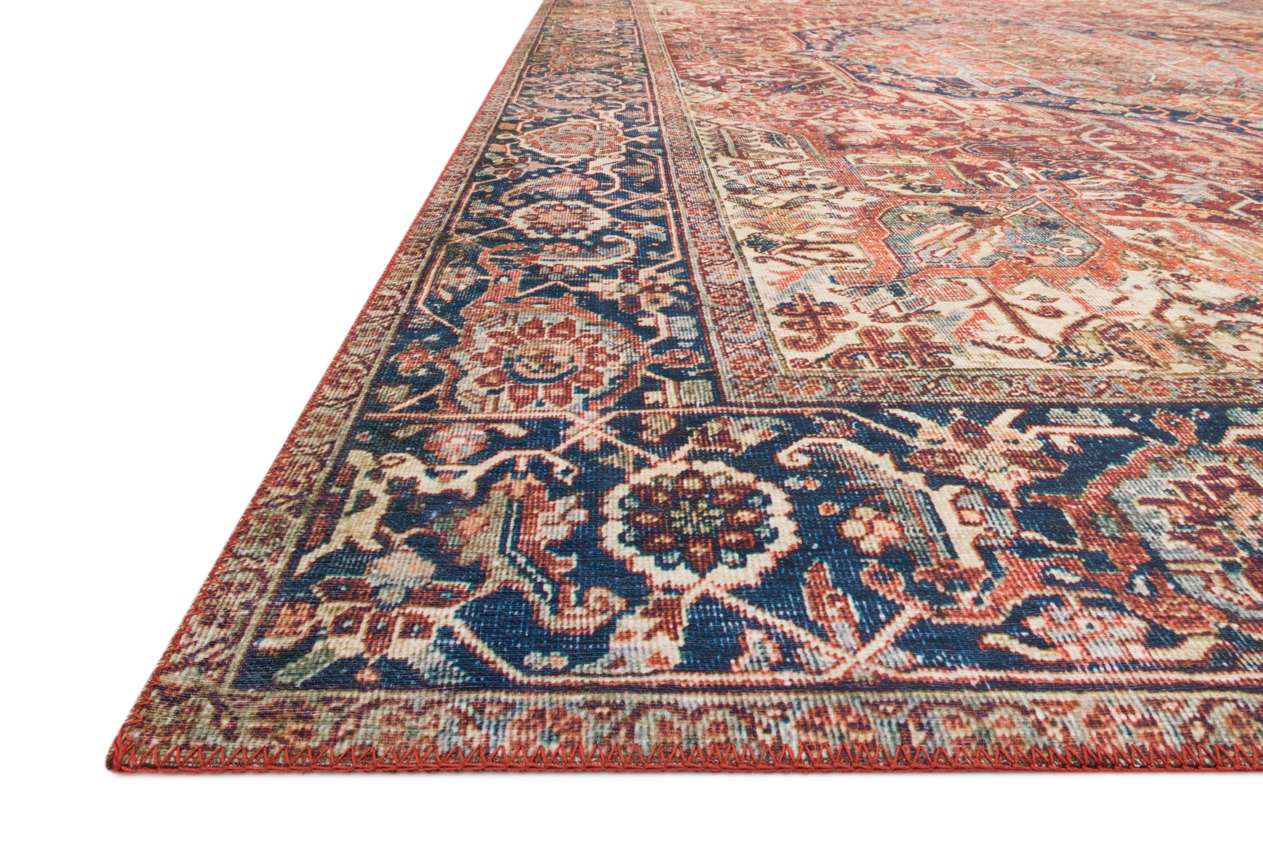 Loloi II Layla Printed Oriental Distressed Red / Navy Area Rug