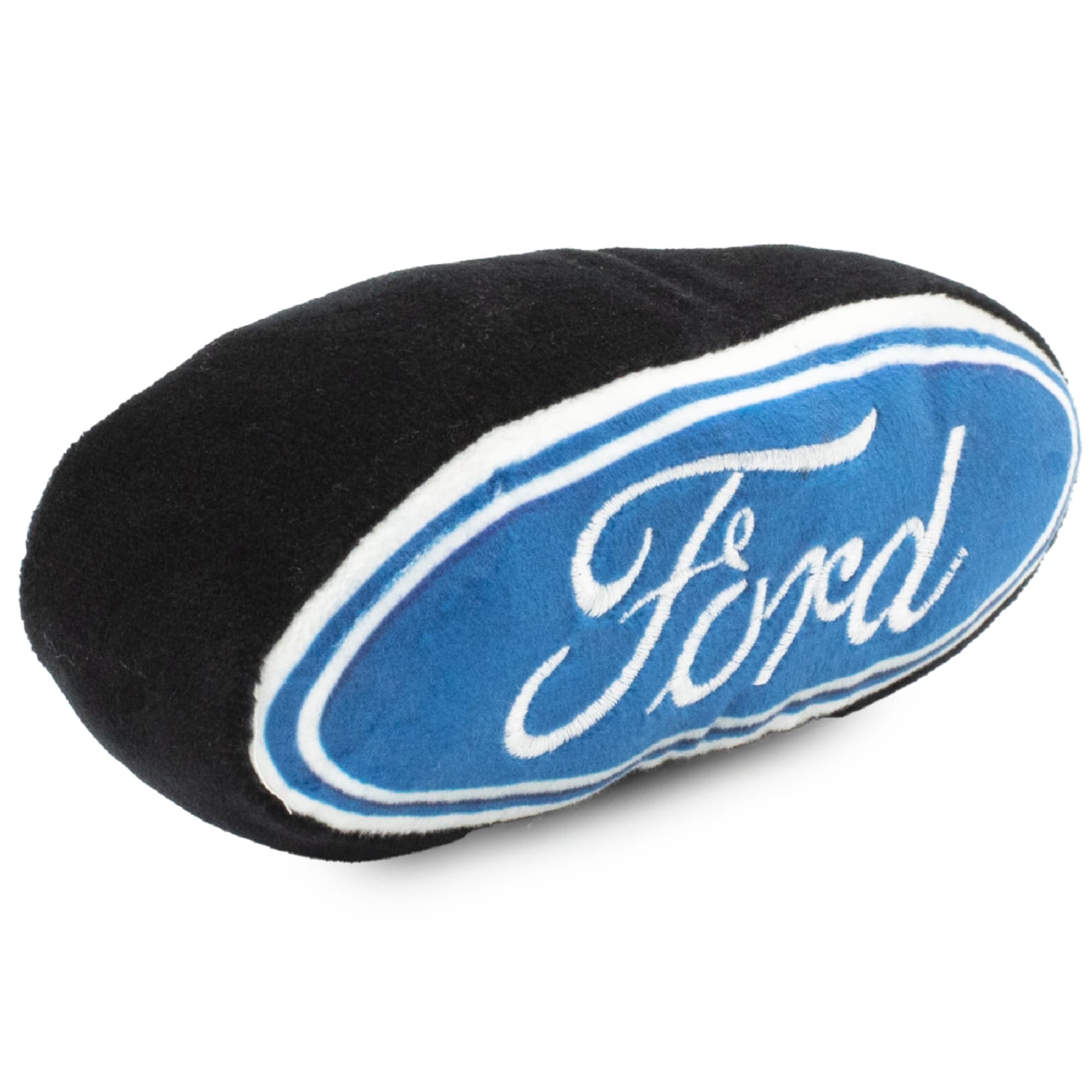 Buckle-Down Blue/White Ford Script Oval Plush Squeaker Dog Toy， Small