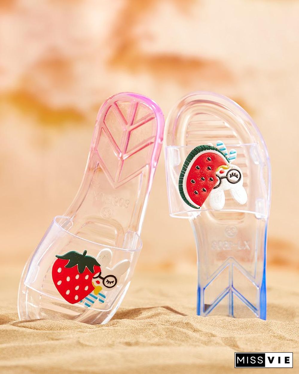 Clear Perspex Fruit Rabbit Pattern Slipper