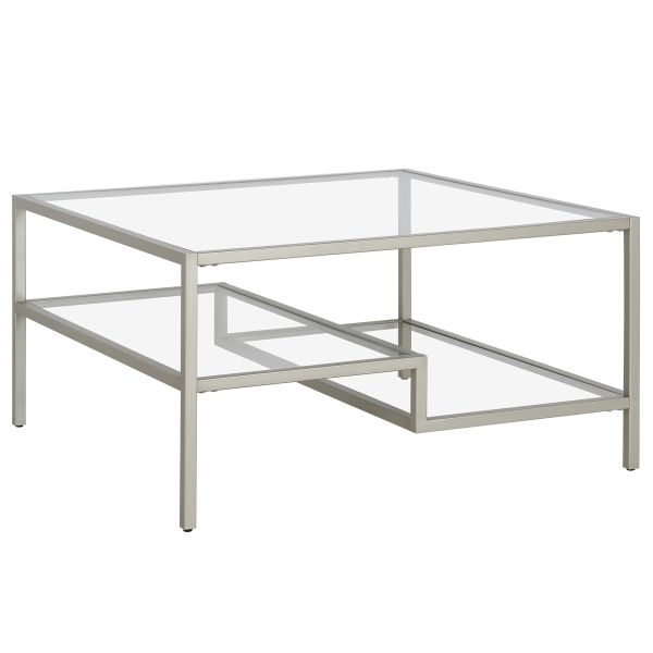 Lovett 32'' Wide Square Coffee Table in Satin Nickel