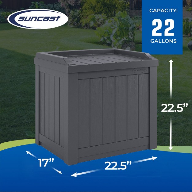 Suncast Ss601 22 Gallon Outdoor Patio Small Deck Box W Storage Seat