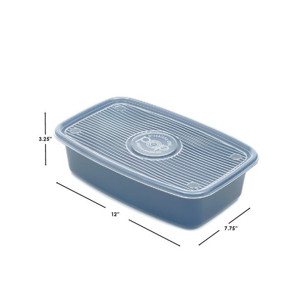 4 Piece Rectangular Plastic Meal Prep Set， (91.3 oz)， Blue