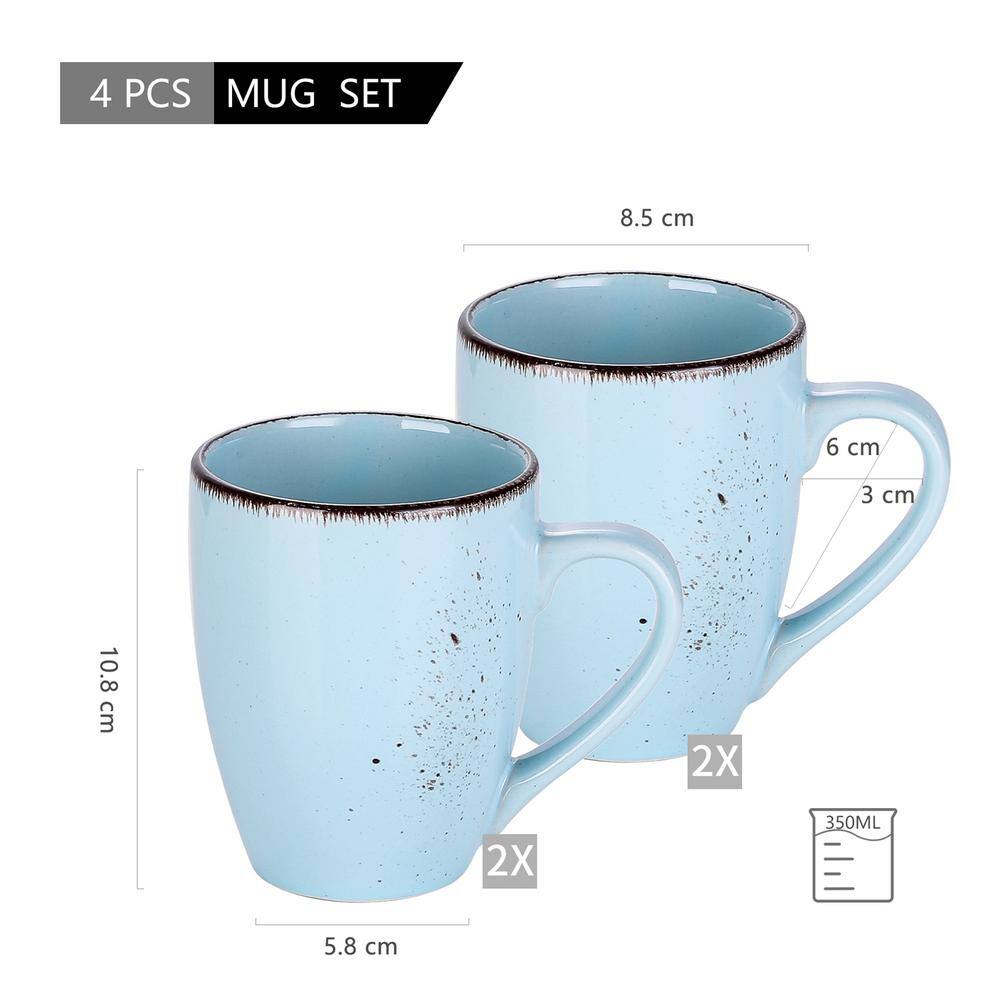 vancasso Series Navia Oceano 4-Piece 12oz.Mugs Porcelain Light Blue Extra Large Coffee Soup Coco Cup Mugs Service for 4 VC-NAVIA-3-SBZ