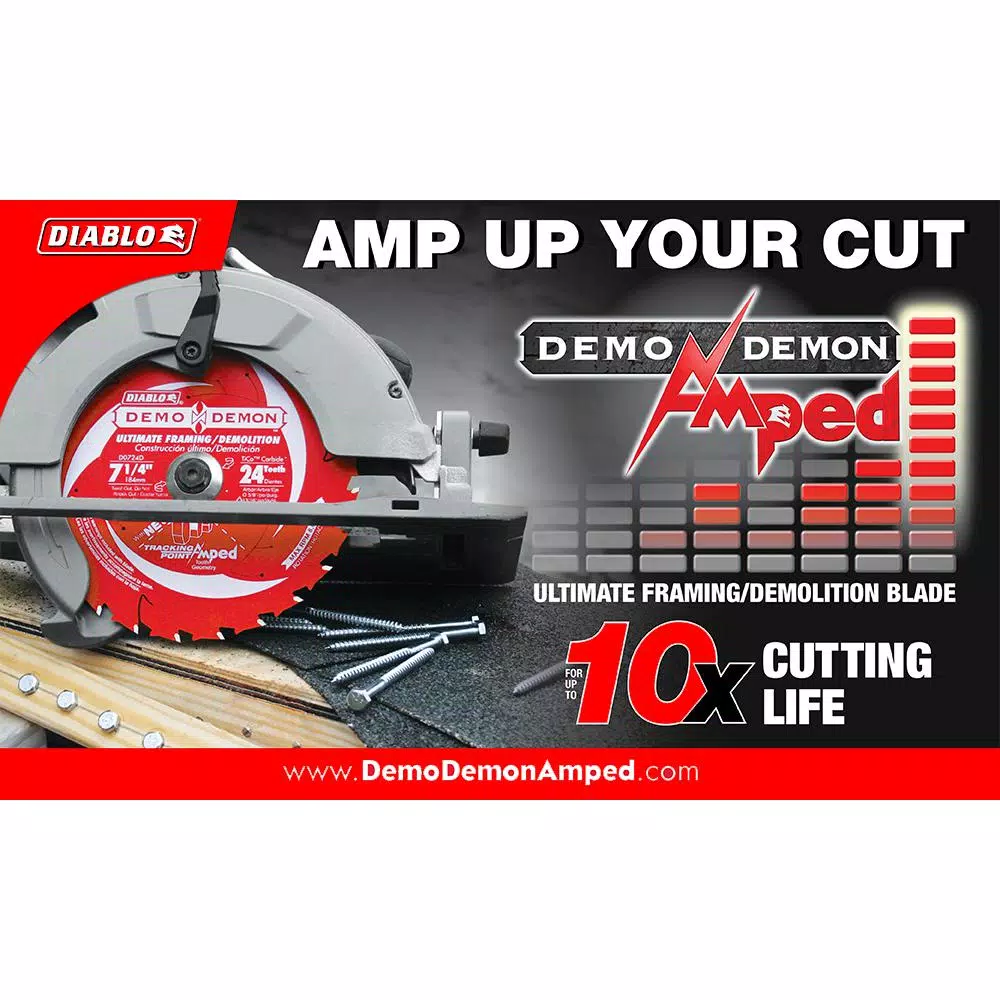 DIABLO 7-1/4 in. 24-Teeth Demo Demon Tracking Point Amped Saw Blade and#8211; XDC Depot