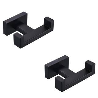 ATKING Wall Mounted Double Towel Robe Hook in Stainless Steel Matte Black (2-Pack) ABK-600