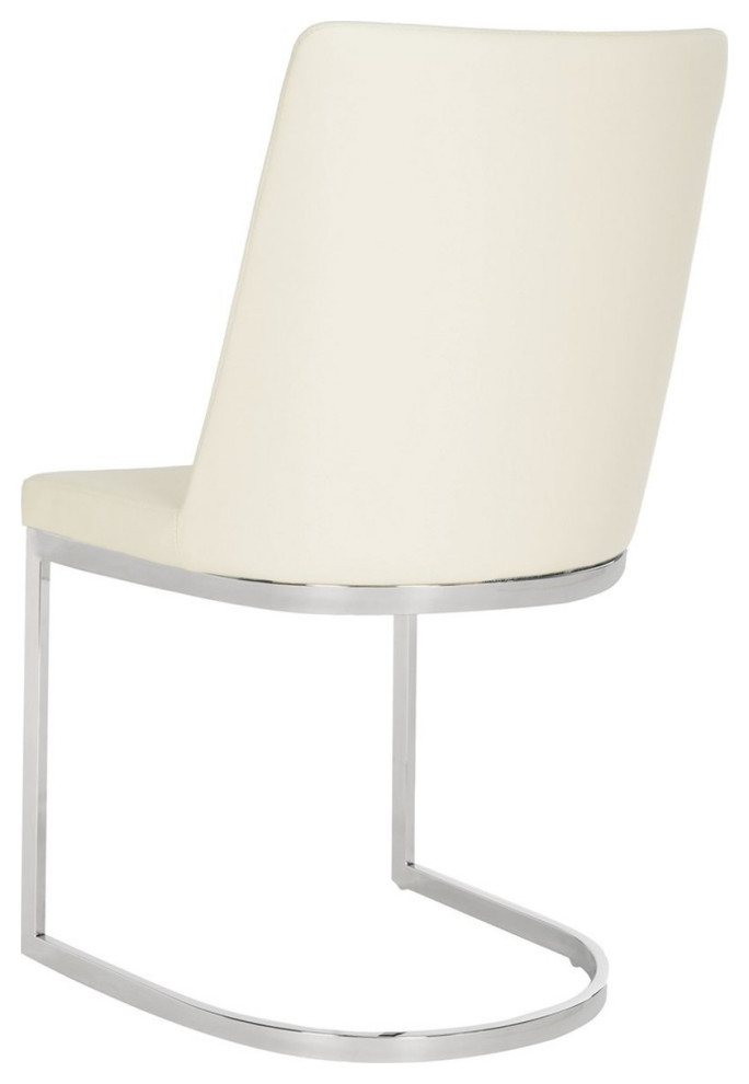 Tedra 18  x27 x27h Leather Side Chair Set of 2 White / Chrome   Modern   Dining Chairs   by Virgil Stanis Design  Houzz