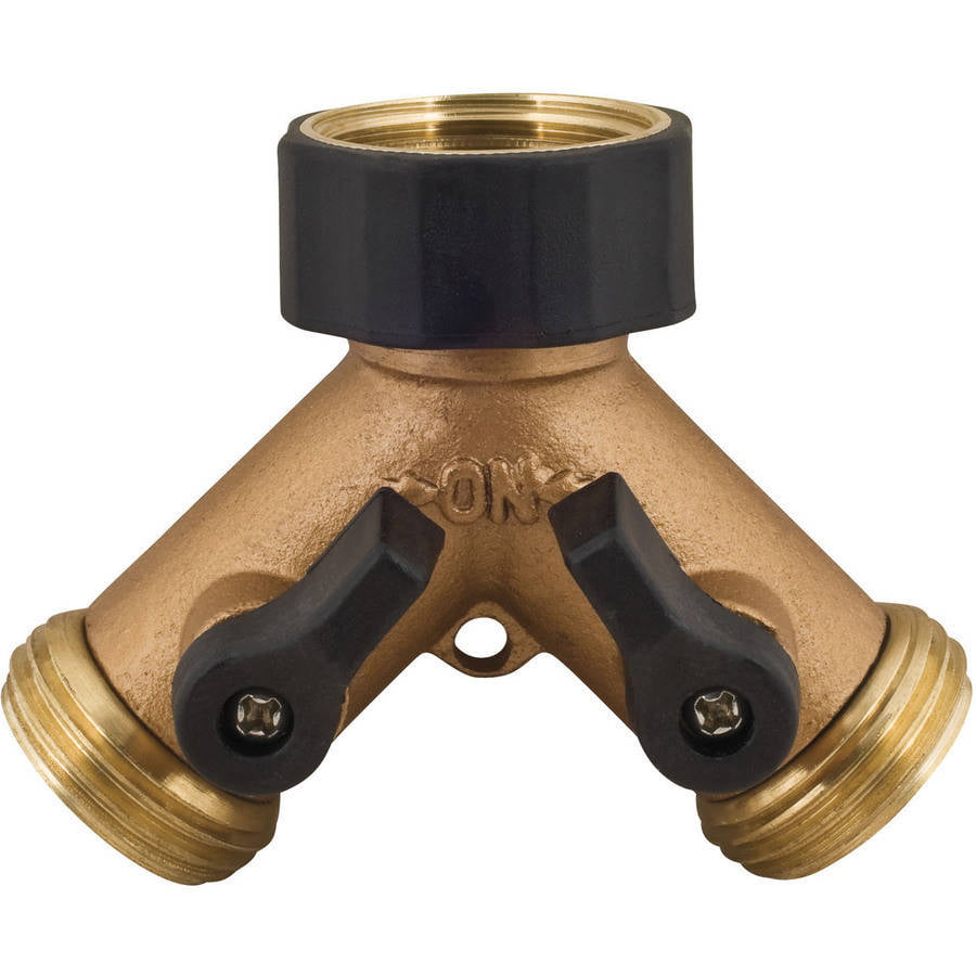 Melnor 2-Way Metal Hose Connector w/ Built-In Shut-Off Valves