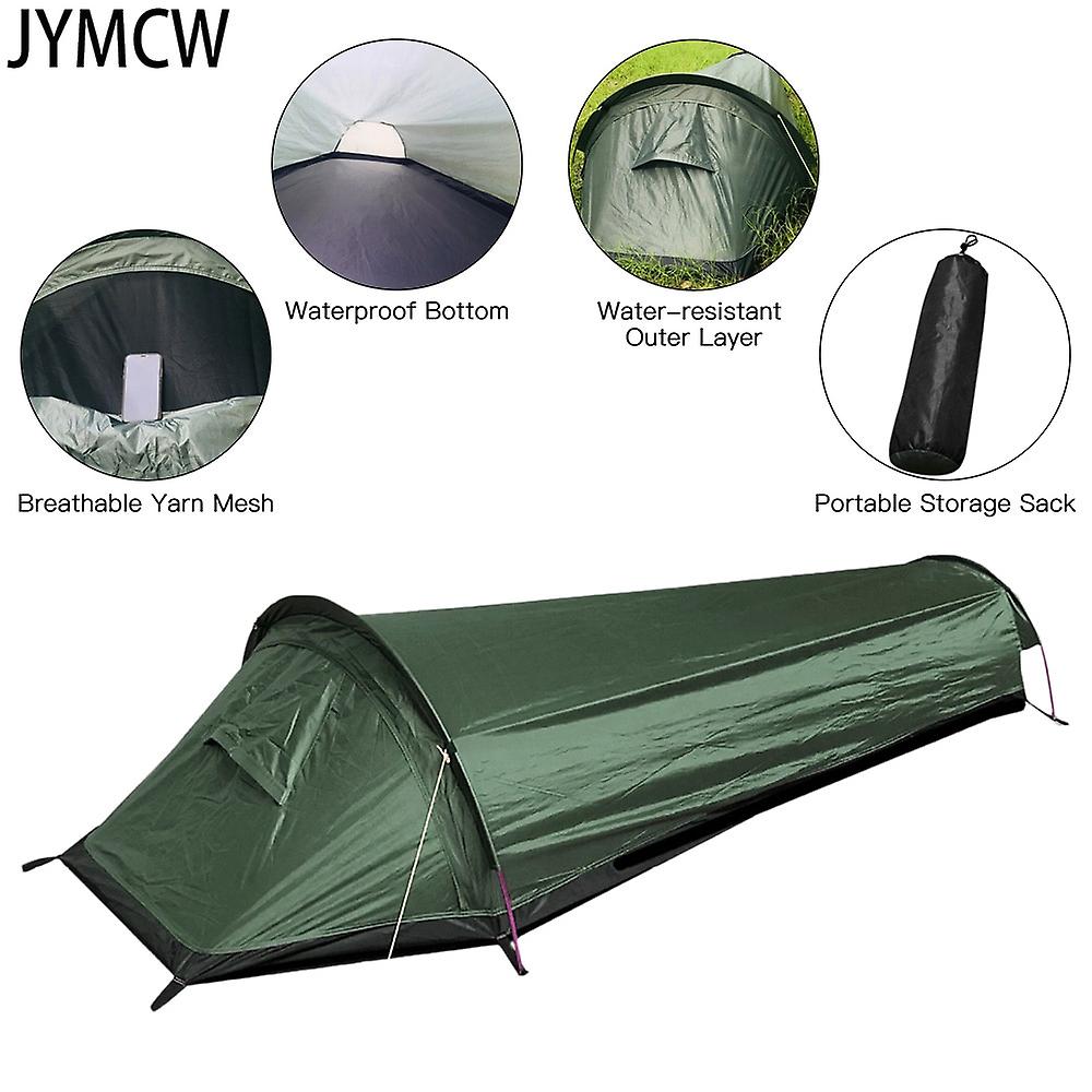 Camping Ultralight Tent， Travel Backpack Single Tent， Army Green Tent  Waterproof Sleeping Bag