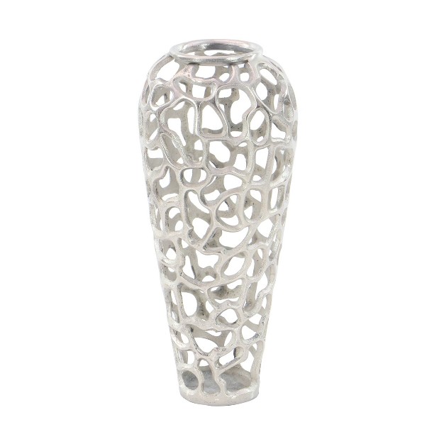 X 8 quot Eclectic Organic Hole designed Aluminum Vase Silver Olivia amp May