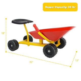 HONEY JOY Sand Dumper Kid Ride On Sand Digger Heavy-Duty Digging Scooper 4-Wheel Toy Red TOPB001523