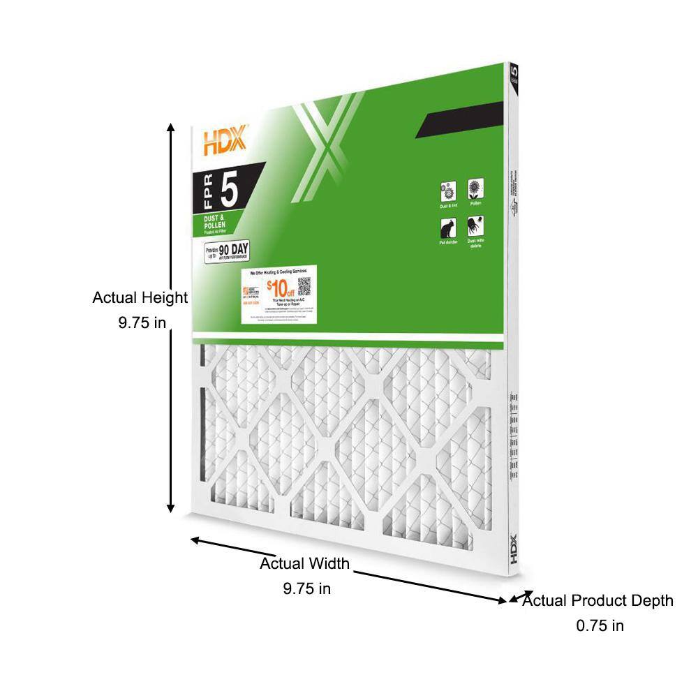 HDX 10 in. x 10 in. x 1 in. Standard Pleated Air Filter FPR 5 HDX1P5-011010