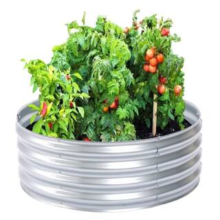 LuxenHome 36 in. Round Galvanized Steel Raised Garden Bed WHPL1665