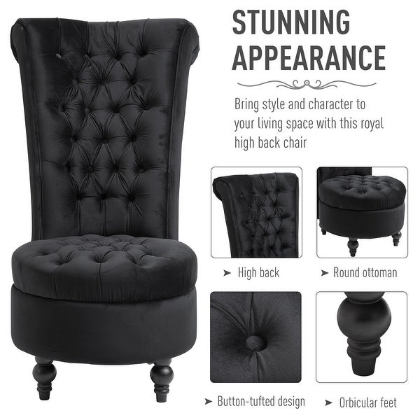 Silver Orchid Hayworth 45 Tufted High Back Black Velvet Accent Chair