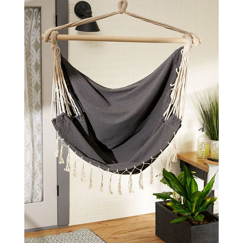 Actifo Hammock Chair with Tassel Fringe - Gray