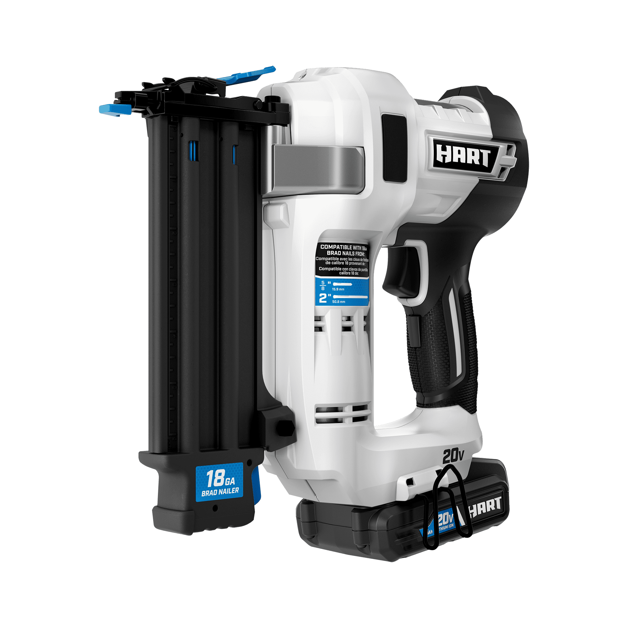 HART 20-Volt 18-Gauge 2-Inch Brad Nailer Kit (1) 20-Volt Lithium-Ion 1.5Ah Battery