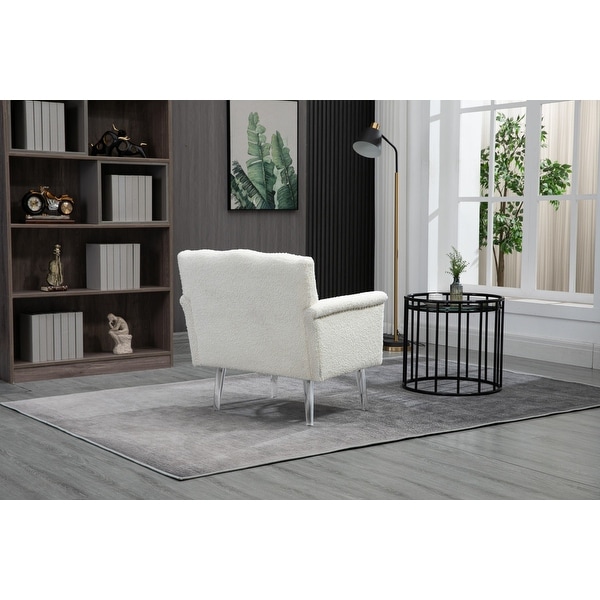 Accent Chair Leisure Single Sofa Chair with Acrylic Feet， Upholstered Arm Club Leisure Modern Reading Chair for Living Room