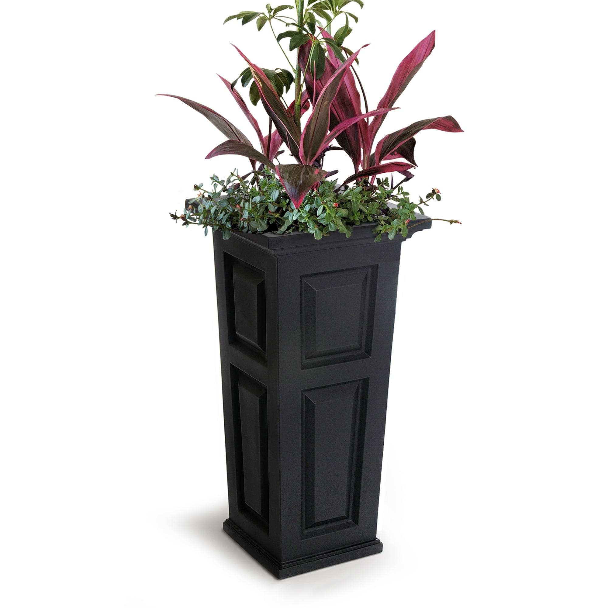 Mayne 16" x 16" x 32" Square Black Polyethylene Plant Planter