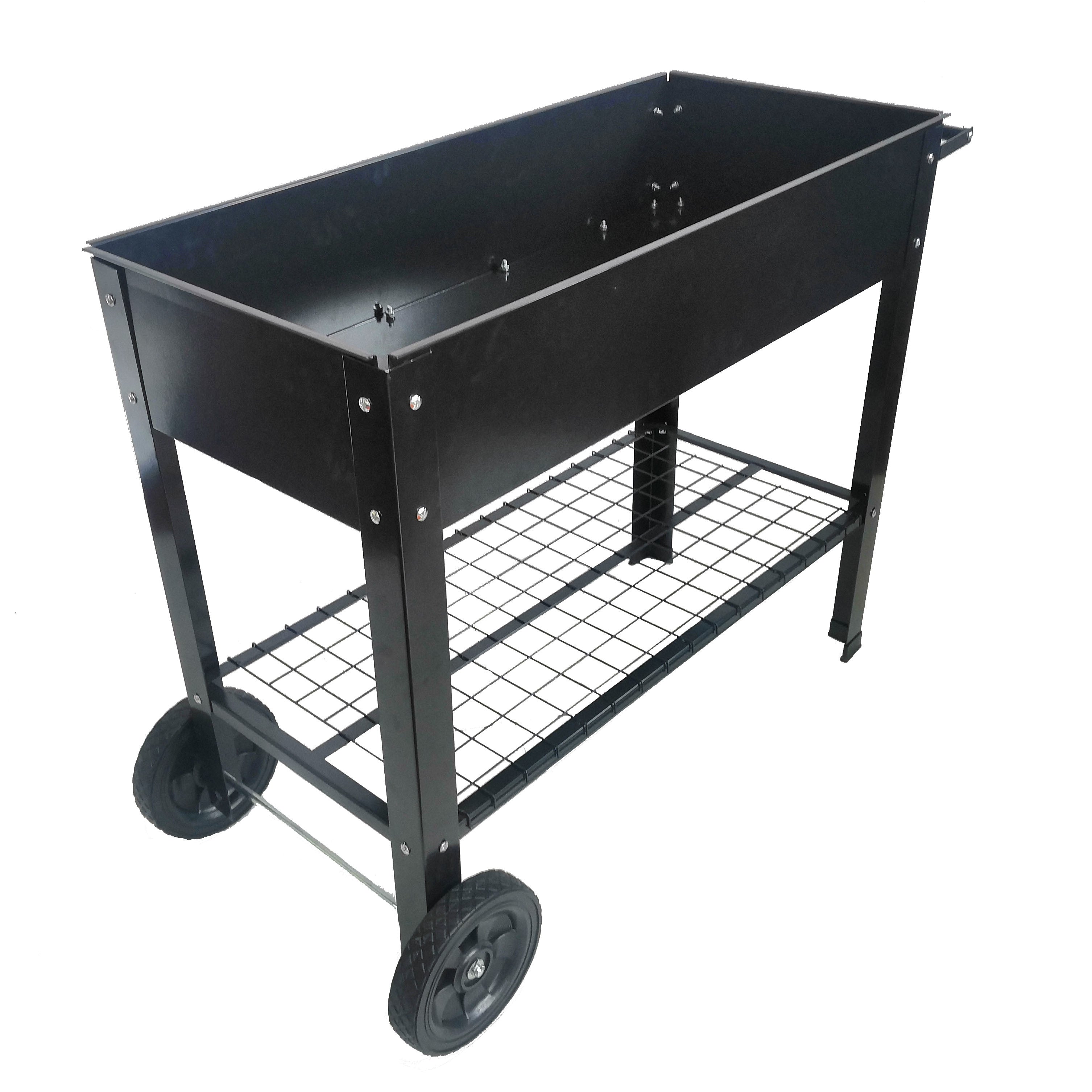 Henmomu Aveyas Mobile Metal Raised Garden Bed Cart with Legs, Elevated Tall Planter Box with Wheels for Outdoor Indoors House Patio Backyard Vegetables Tomato DIY Herb Grow (Black) Outdoor Carts