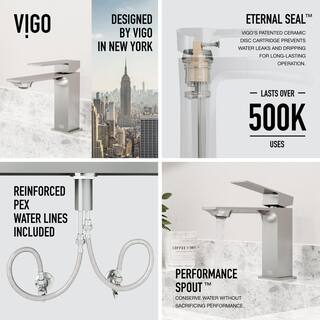 VIGO Dunn Single Handle Single-Hole Bathroom Faucet in Brushed Nickel VG01054BN