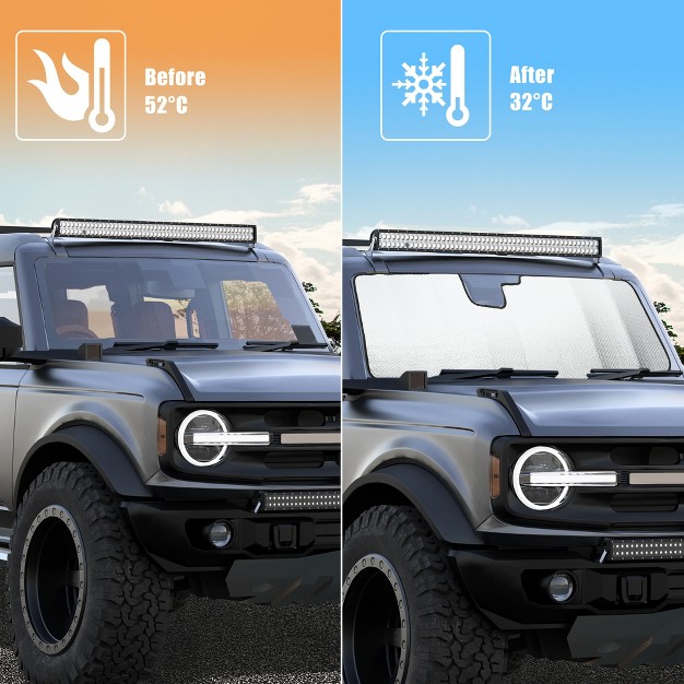 Unique Bargains Car Sun Visor Insulated Sun Shade Cover For Ford Bronco 2021 2022 Silver Tone 1 Pc