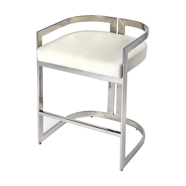 Offex Bravo Modern Silver and White FauxLeather Upholstered CounterStool - 19