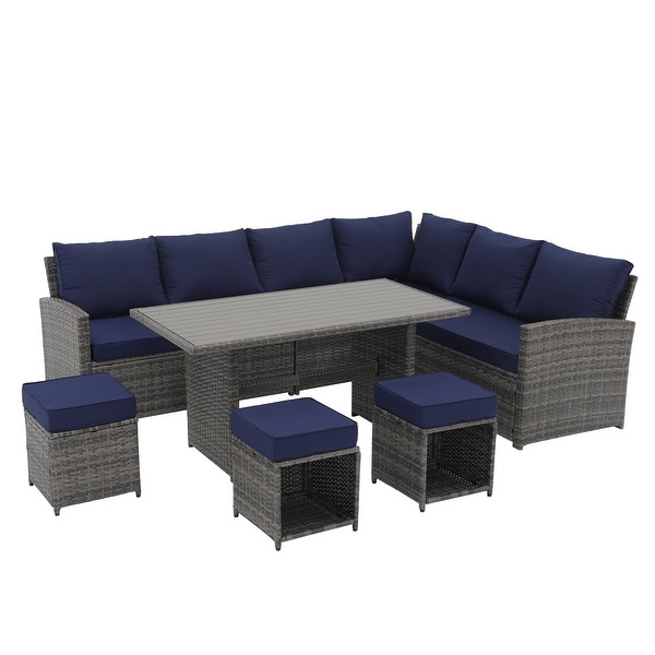 Outdoor 7piece Wicker Dining Set Patio Sofa Furniture