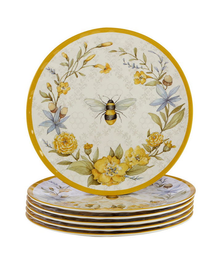 Certified International Bee Sweet Melamine Plate Set 6 Piece