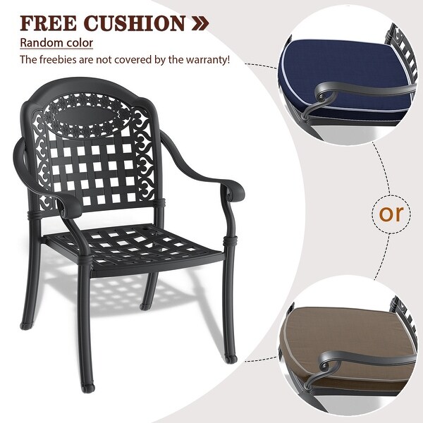 5pcs set of Cast Aluminum Patio Furniture with Cushions in Random Colors