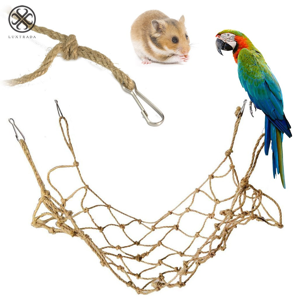 Luxtrada Pet Parrot Perch Bird Climbing Net Jungle Fever Swing Rope Animals Ladder Toys (11.8*7.9inch)