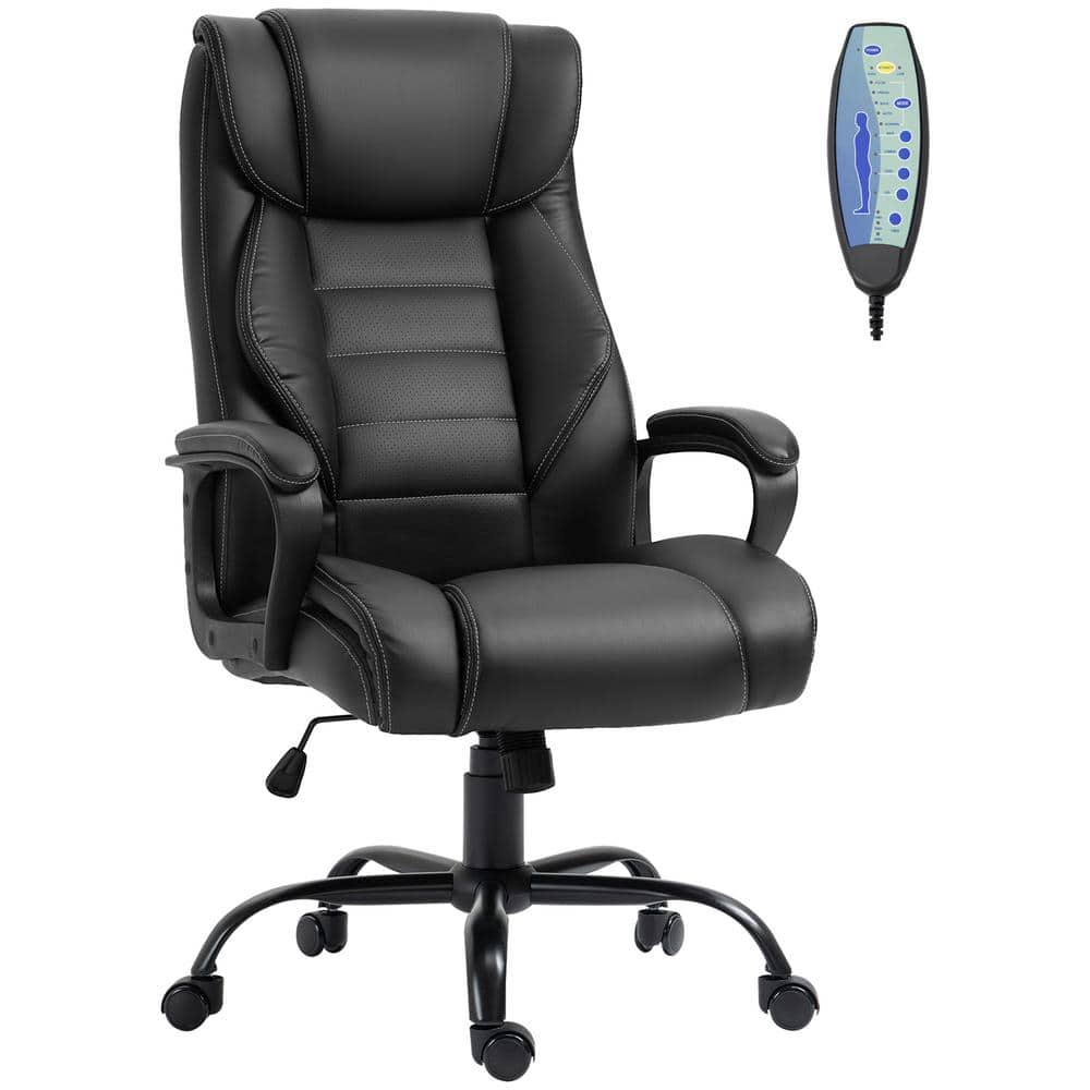 Vinsetto Ergonomic Black PU leather Seat Massage Executive Chair with Non-adjustable Arms 921-321V80