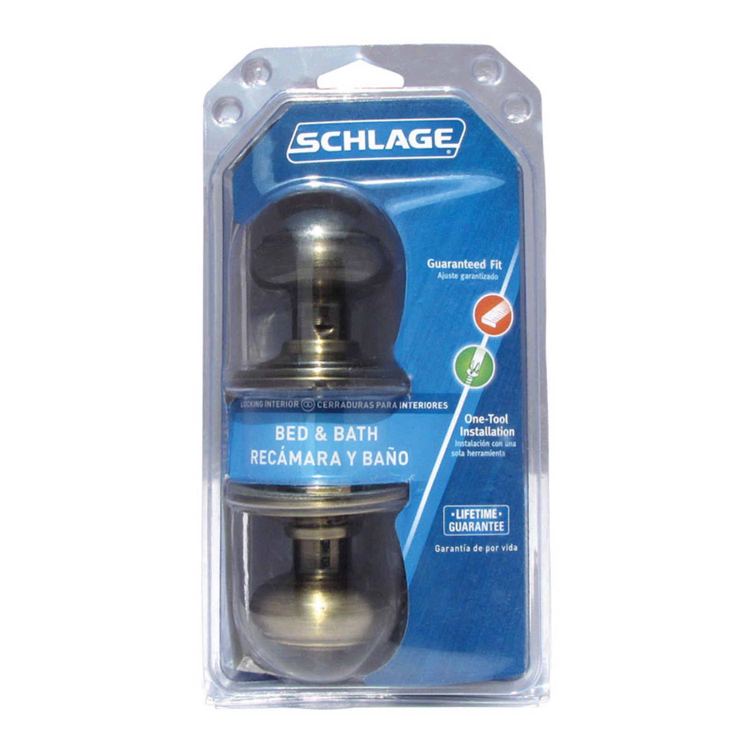 Schlage Georgian Antique Brass Privacy Lockset 1-3/4 in.