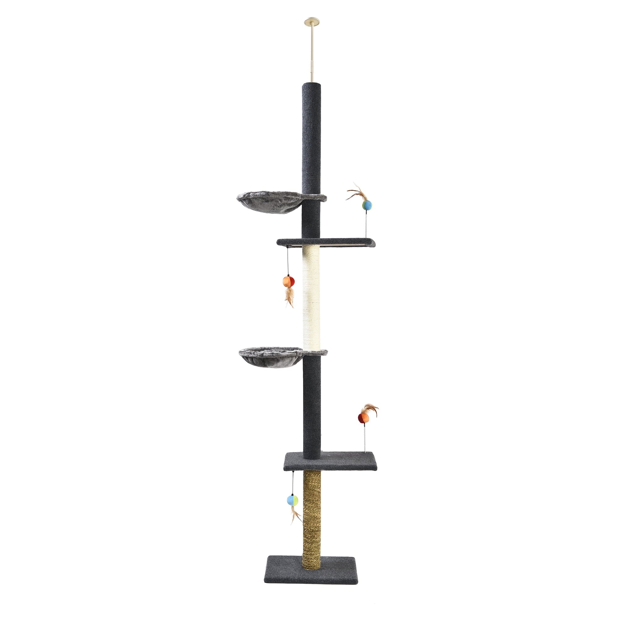 Cat Craft Three Tier Cat Tree 7.5' - 9' with Hammocks, Grey