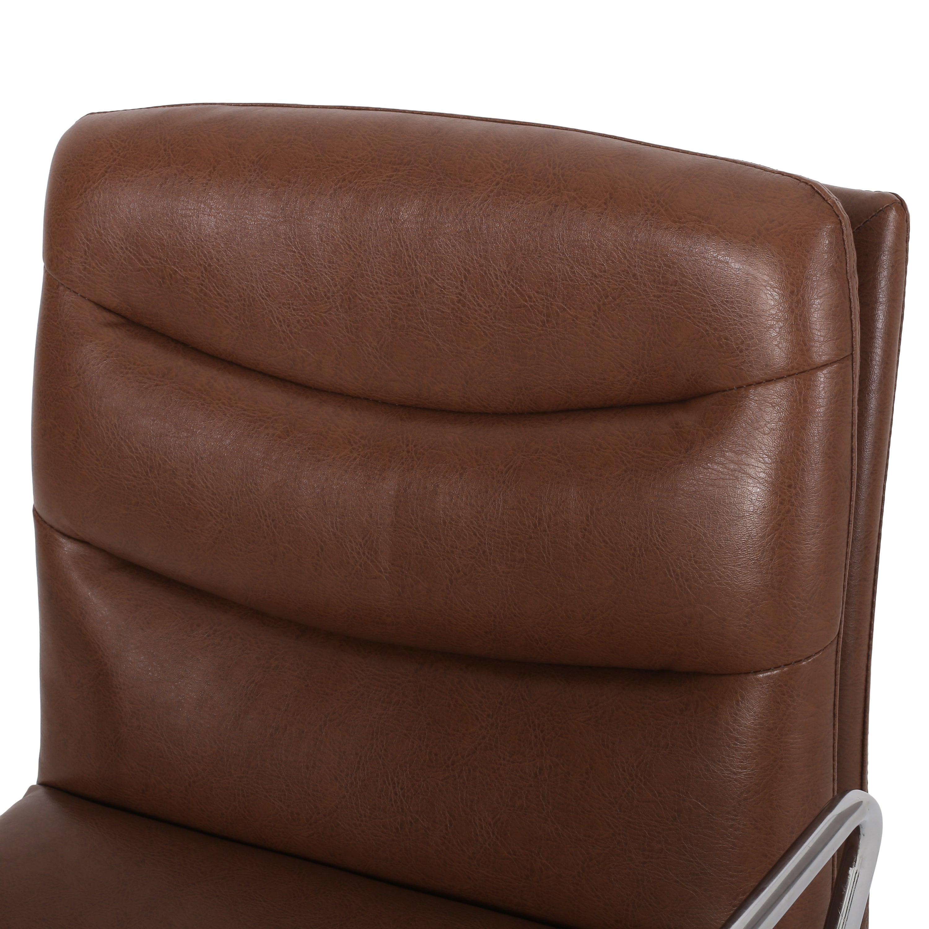 Gould Contemporary Faux Leather Channel Stitch Swivel Office Chair