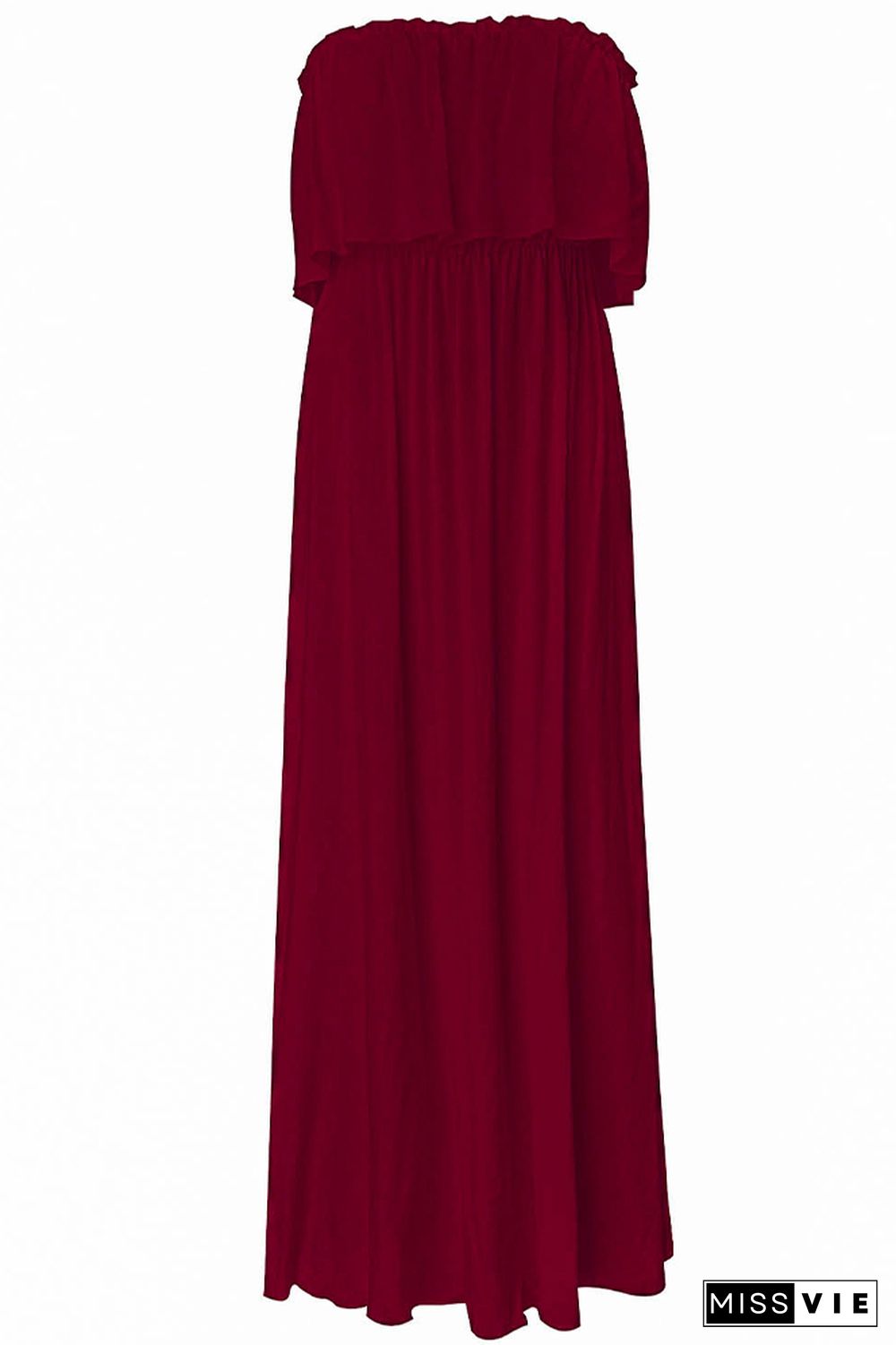 Off Shoulder Sleeveless Solid Color Maxi Dress Wholesale